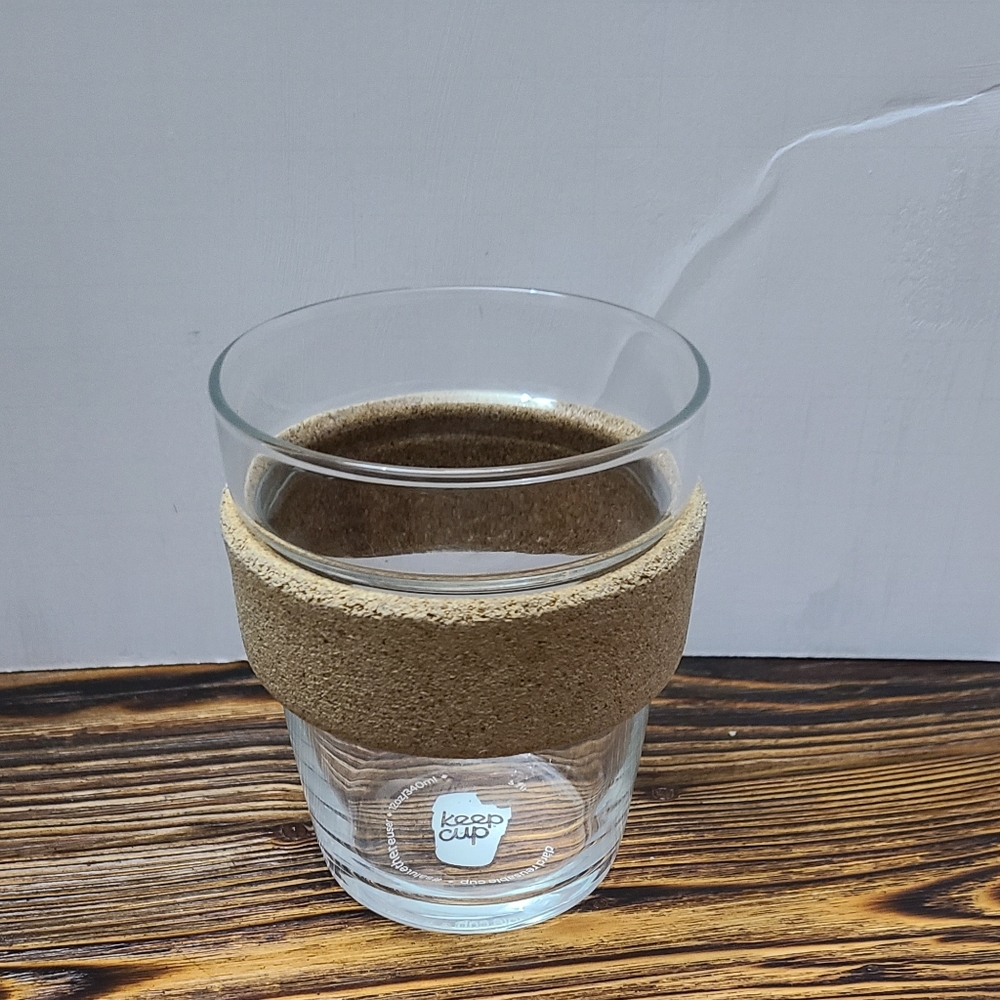 Keep Cup 8 oz Glass Coffee Cup with cork band